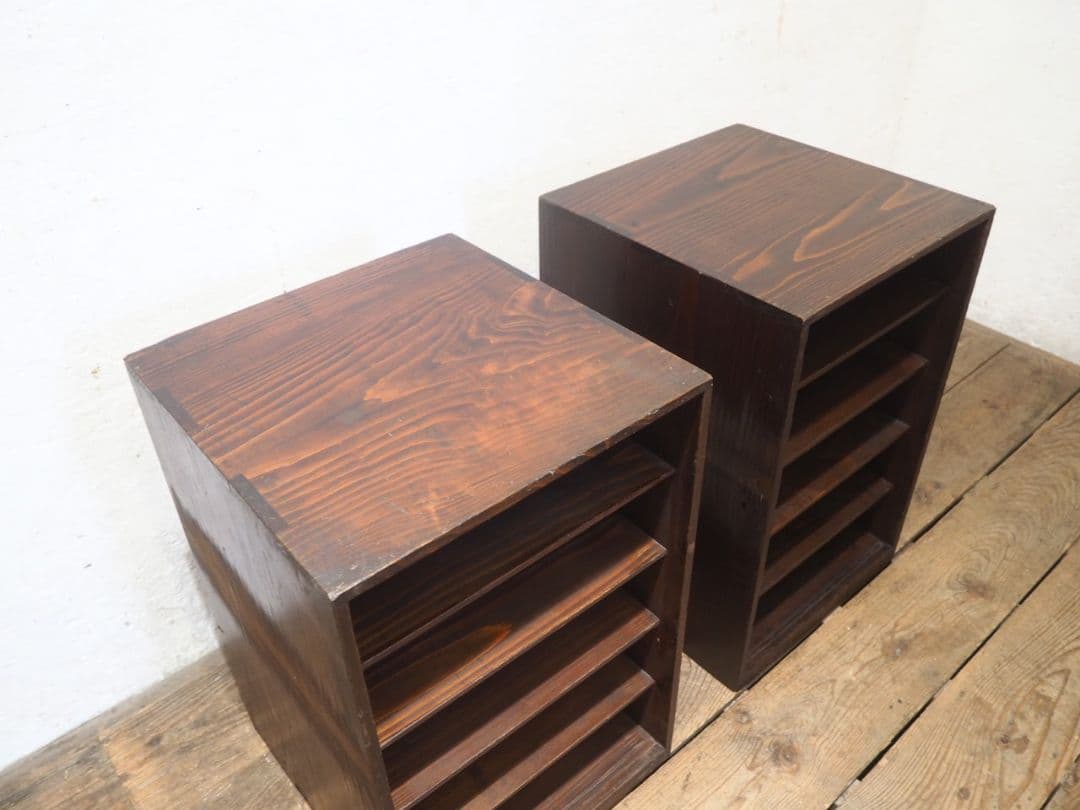 1217 2台セット　レトロな収納棚　飾り棚　本棚　ケース　古家具　アンティーク