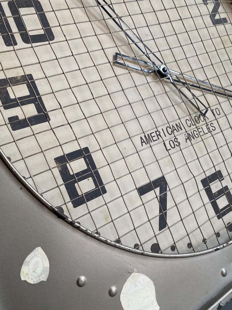 掛時計　ヴィンテージ　特大掛時計　鉄製　メッシュ