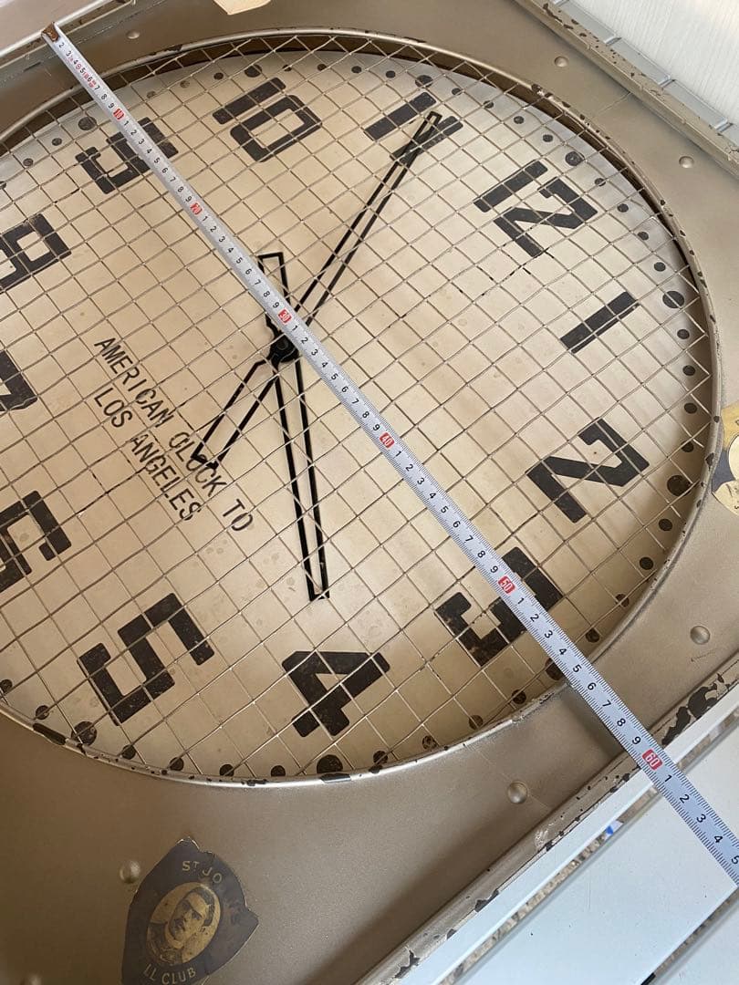 掛時計　ヴィンテージ　特大掛時計　鉄製　メッシュ