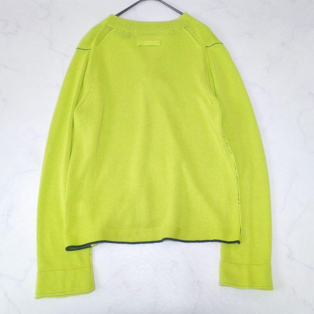 美品✨️パラスパレス 綿麻カーディガン ライムグリーン 配色 25ss