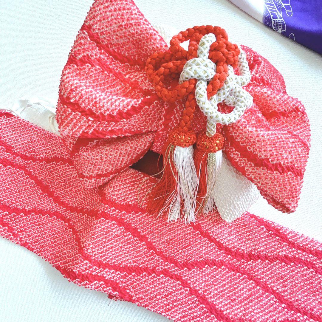 セット　七五三　7歳女の子　長着＆作り帯＆袖なし長襦袢＆小物　ラベンダー×紫葵祭