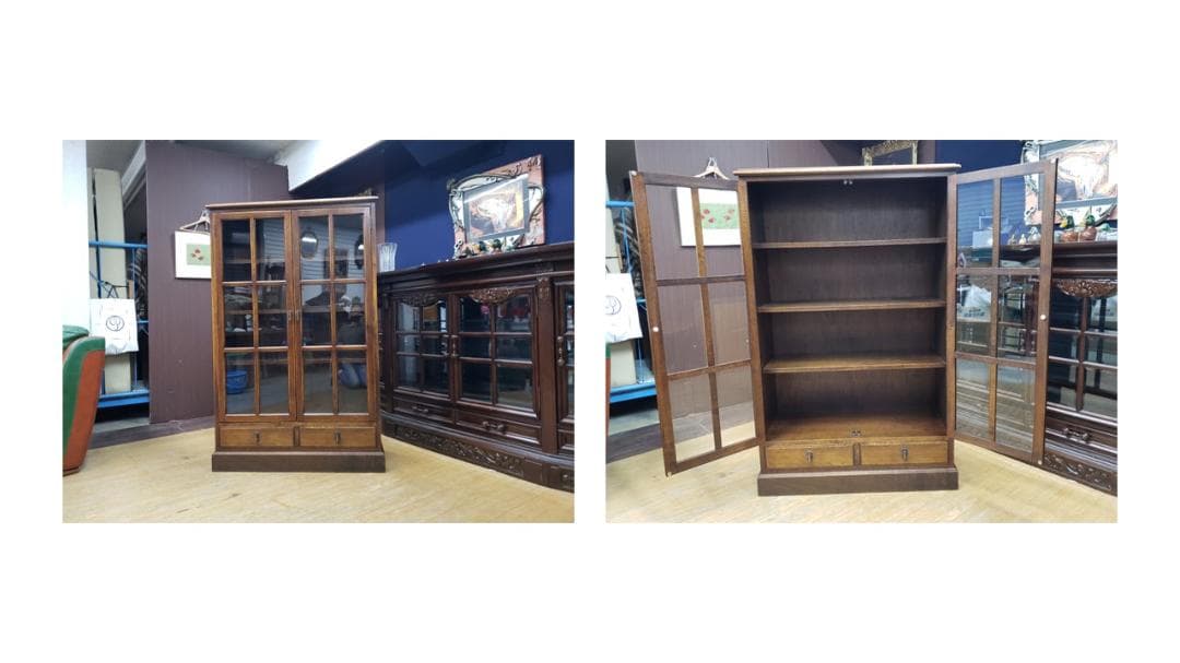 J31　三越 カントリーハウス 観音開き 引き出し付き 書棚　本棚　食器棚