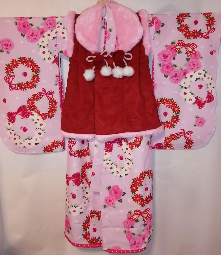 松田聖子ブランド 七五三 3歳.着物.被布.女の子セット巾着 髪飾り 草履付3④