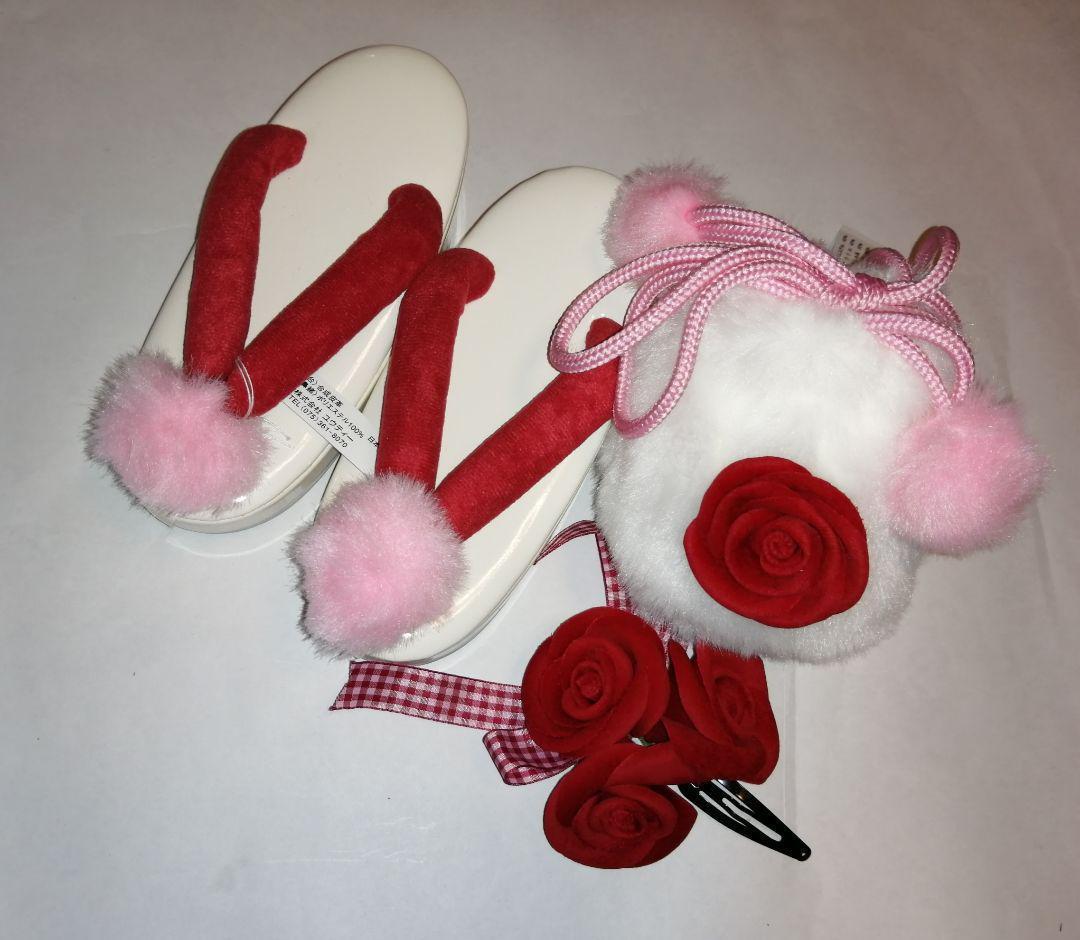 松田聖子ブランド 七五三 3歳.着物.被布.女の子セット巾着 髪飾り 草履付3④