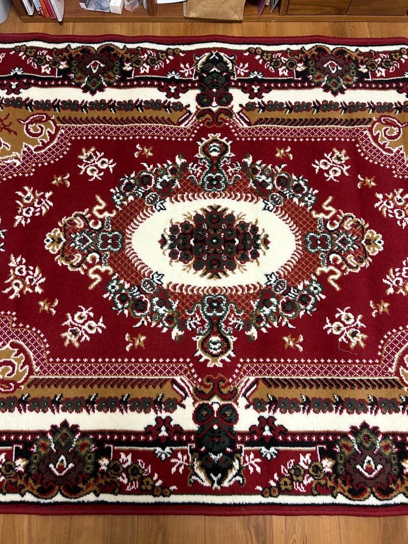 【美品】 ウィルトン織 絨毯 カーペット ラグ レッド 花柄 160×230㎝