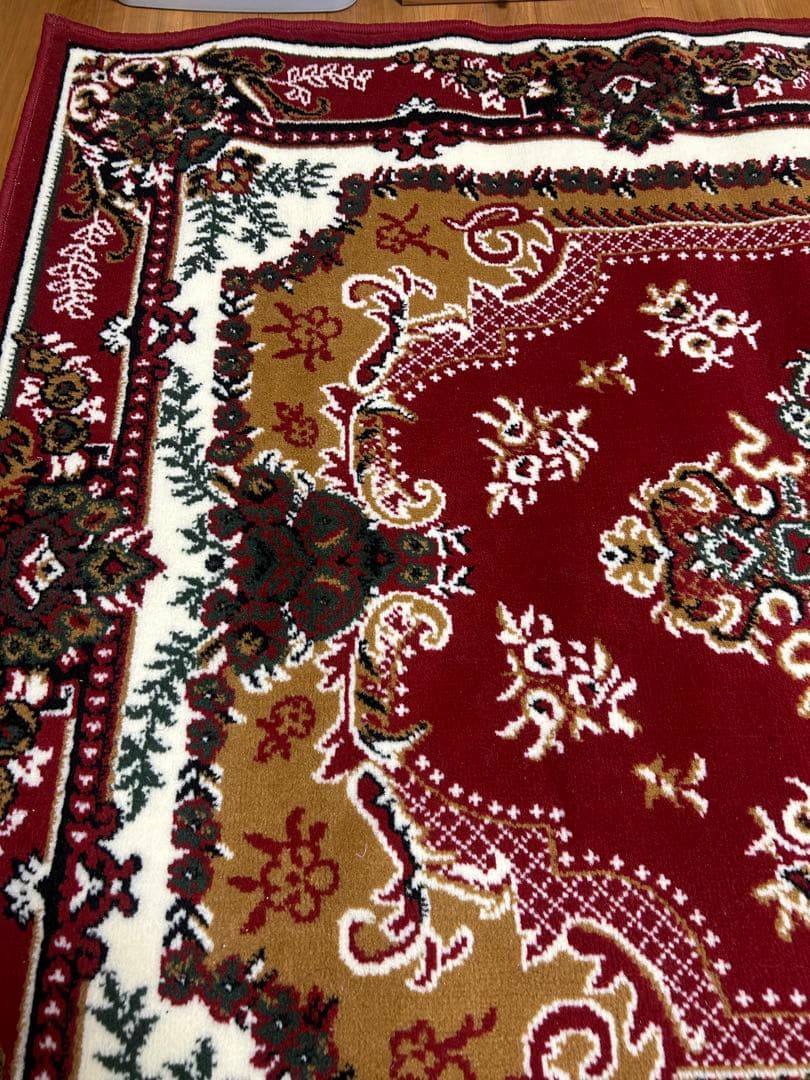 【美品】 ウィルトン織 絨毯 カーペット ラグ レッド 花柄 160×230㎝