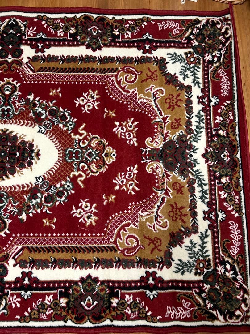 【美品】 ウィルトン織 絨毯 カーペット ラグ レッド 花柄 160×230㎝