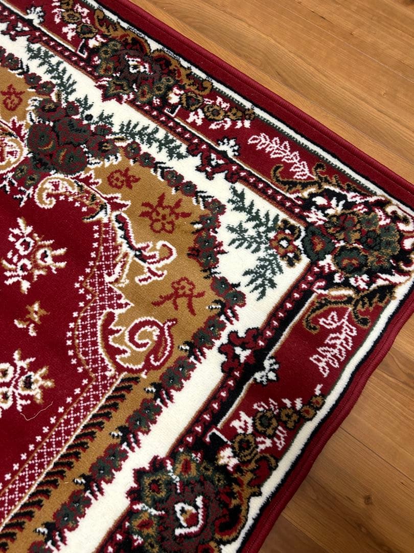 【美品】 ウィルトン織 絨毯 カーペット ラグ レッド 花柄 160×230㎝