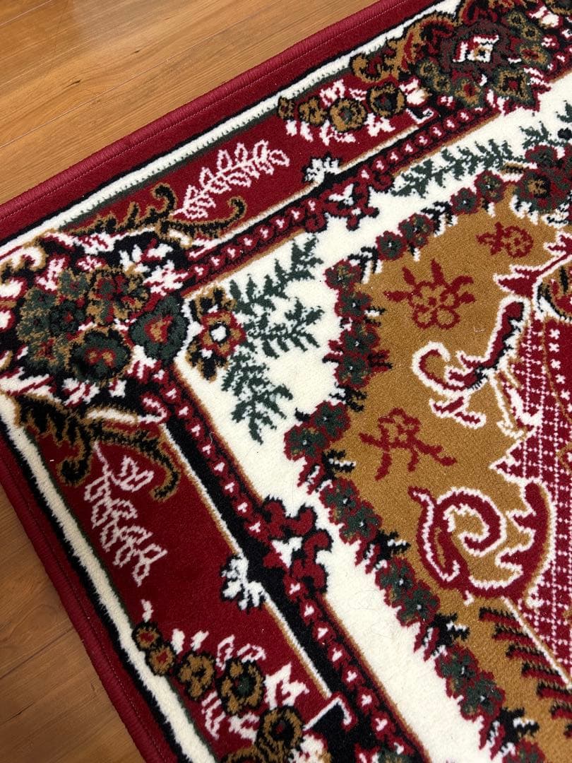 【美品】 ウィルトン織 絨毯 カーペット ラグ レッド 花柄 160×230㎝