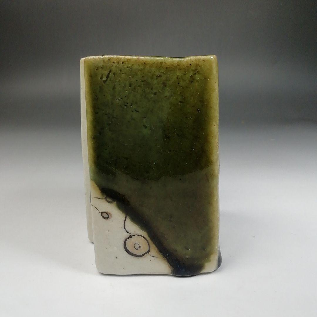 Ｗ４５　火入　『織部　火入』『長谷川青峯 造』　共箱　茶道具