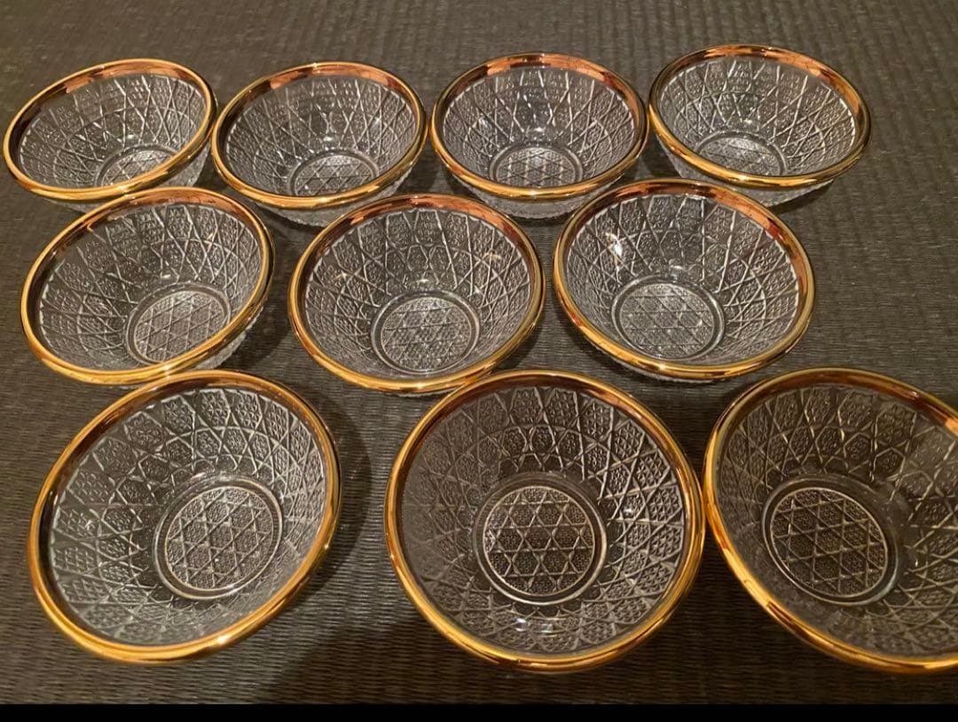 珍味入れ　金付切子柄珍味入れ10客