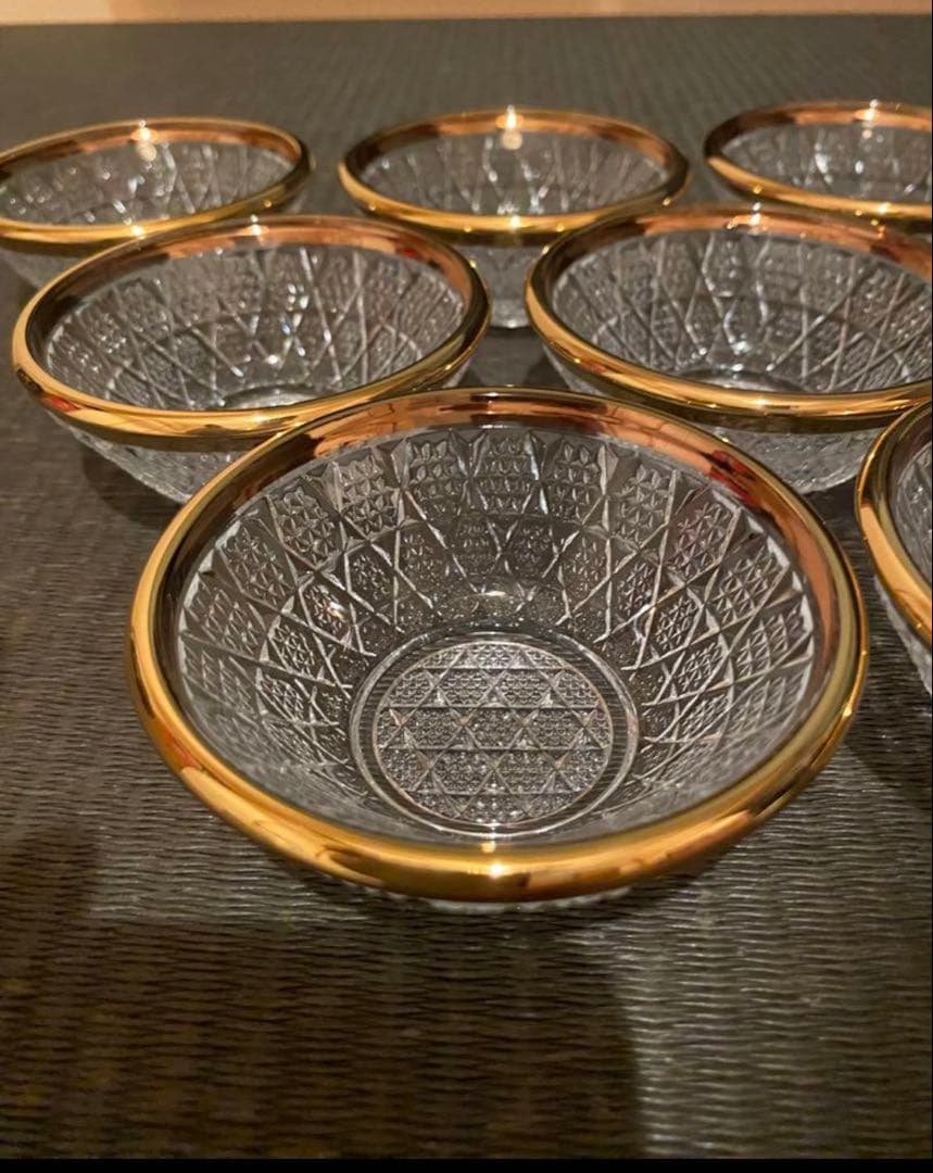 珍味入れ　金付切子柄珍味入れ10客