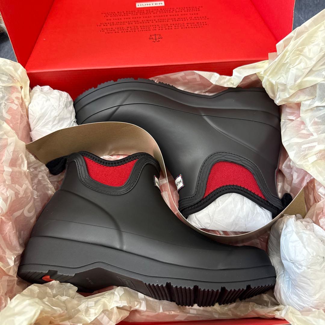 familiar HUNTER ブラック/レッド レインブーツ