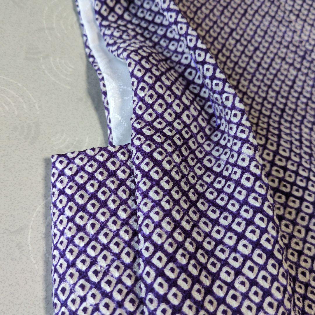 七五三３歳正絹総絞り手縫いの被布（紫色）中綿無し