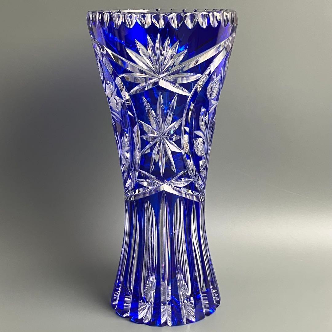 美品 ドレスデンクリスタル ガラス 花瓶 26cm フラワーベース ドイツ