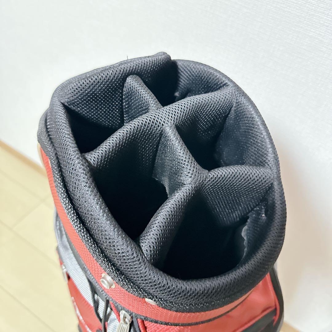 美品 adidas キャディバッグ 9.5型 6分割 軽量 レッド アディダス