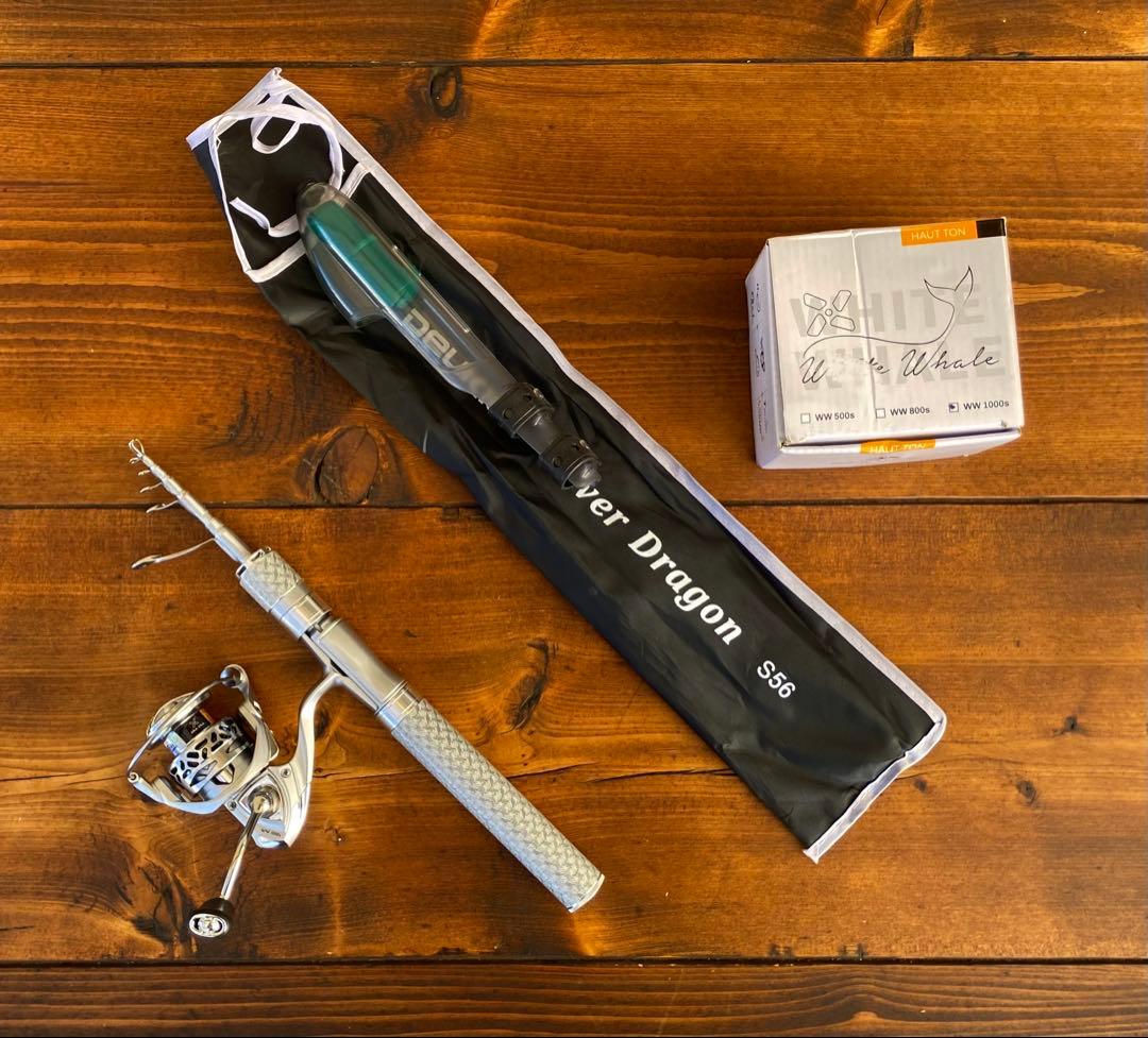 釣り竿セット　テレスコロッド　5ft6inch 渓流　トラウトロッド　シルバー