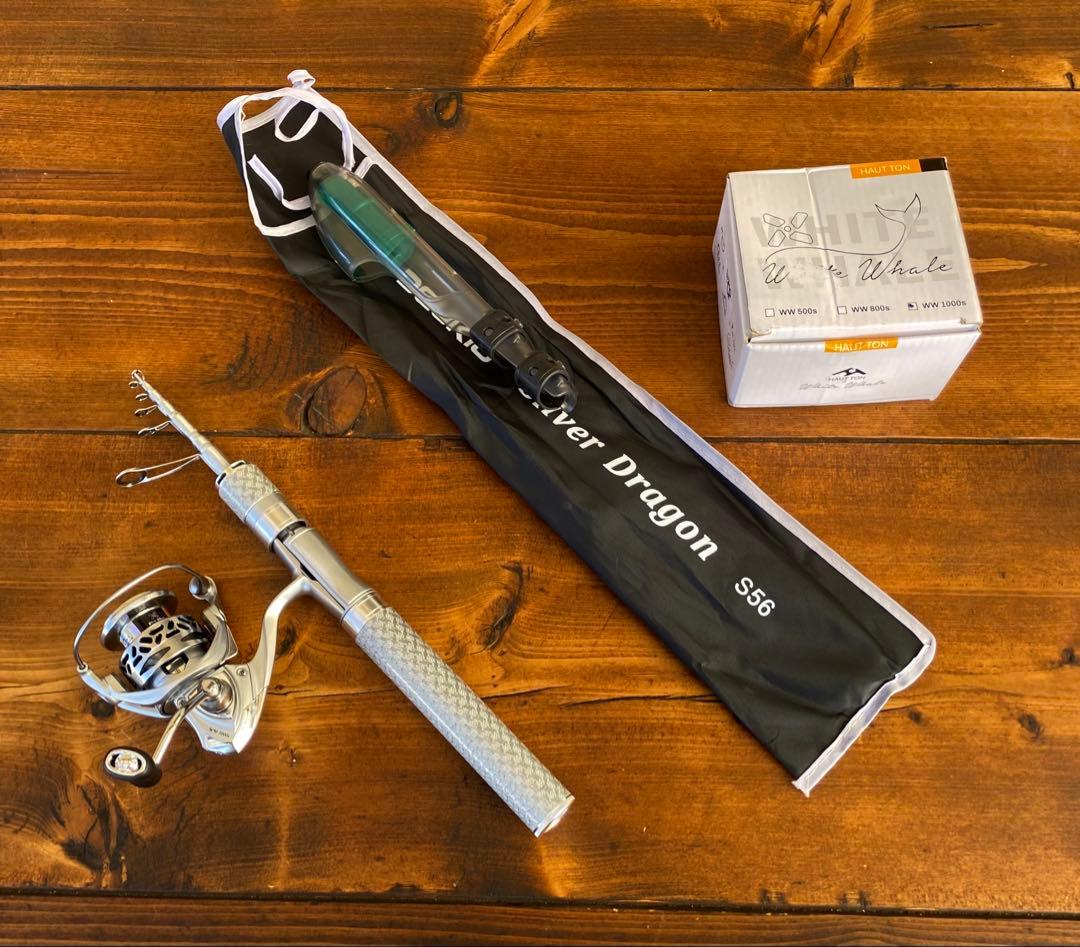 釣り竿セット　テレスコロッド　5ft6inch 渓流　トラウトロッド　シルバー