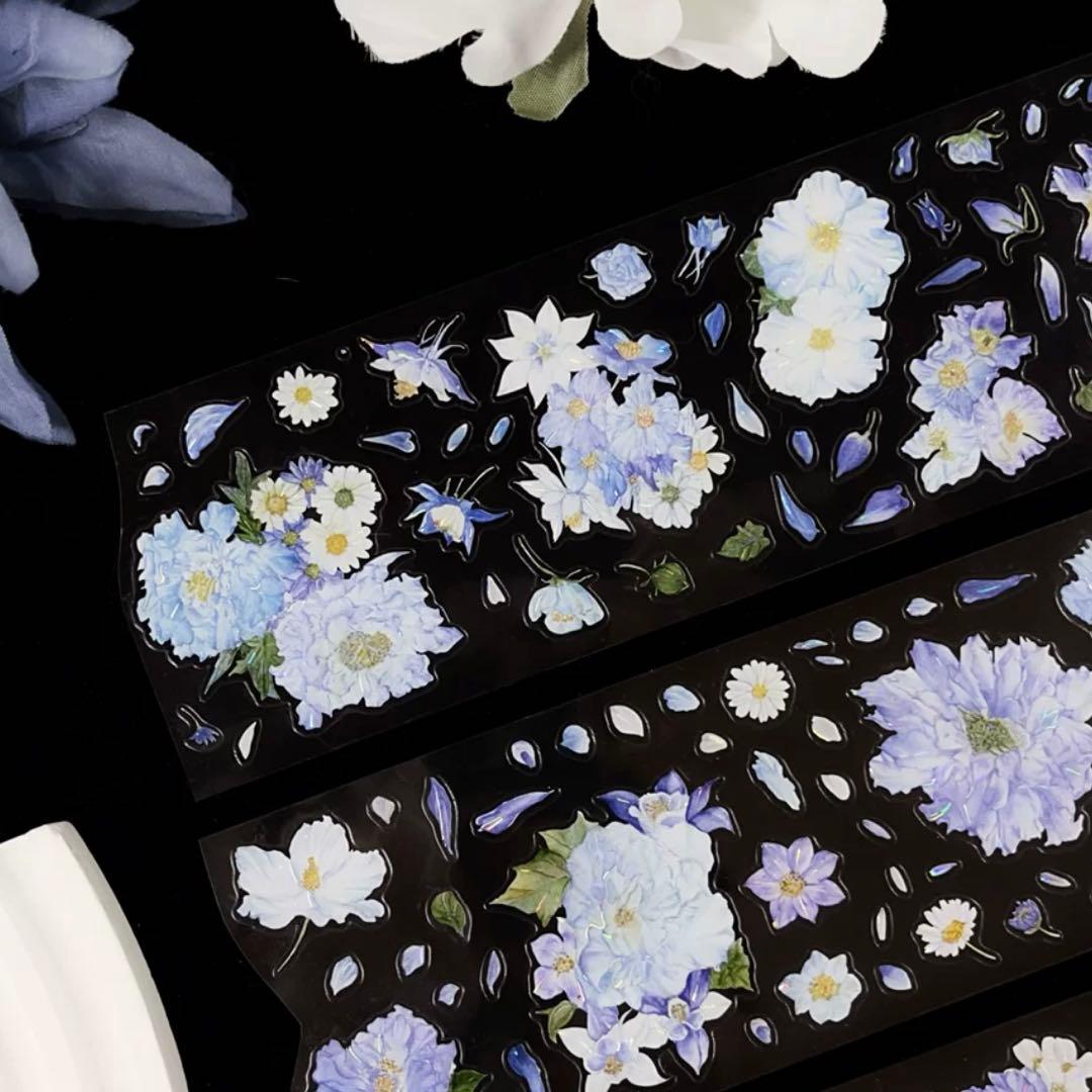 贝壳光 幽梦芙蓉 ダイカット加工 6cm×5m 海外マスキングテープ