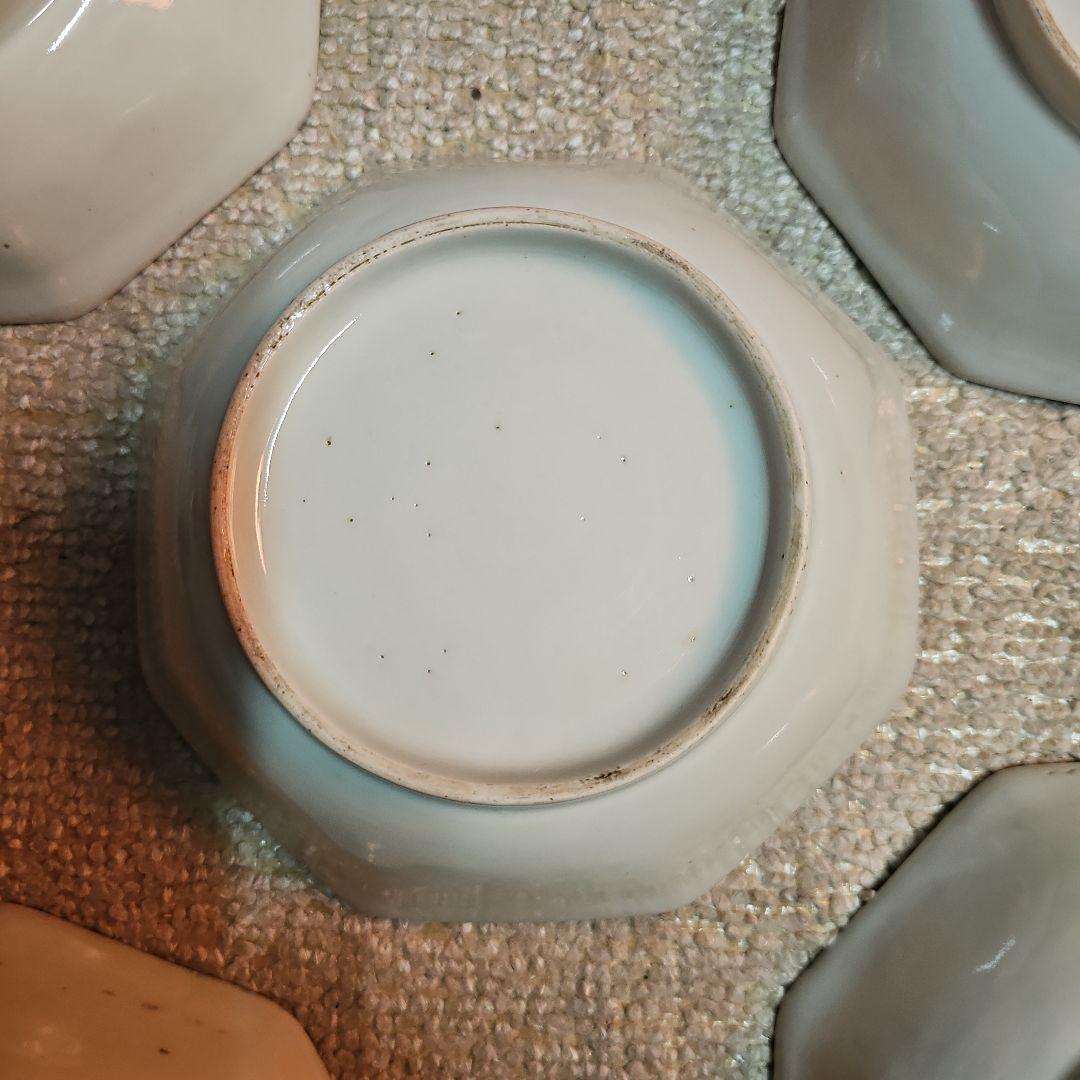 江戸後期 古伊万里 染付八角麒麟鉢 5客