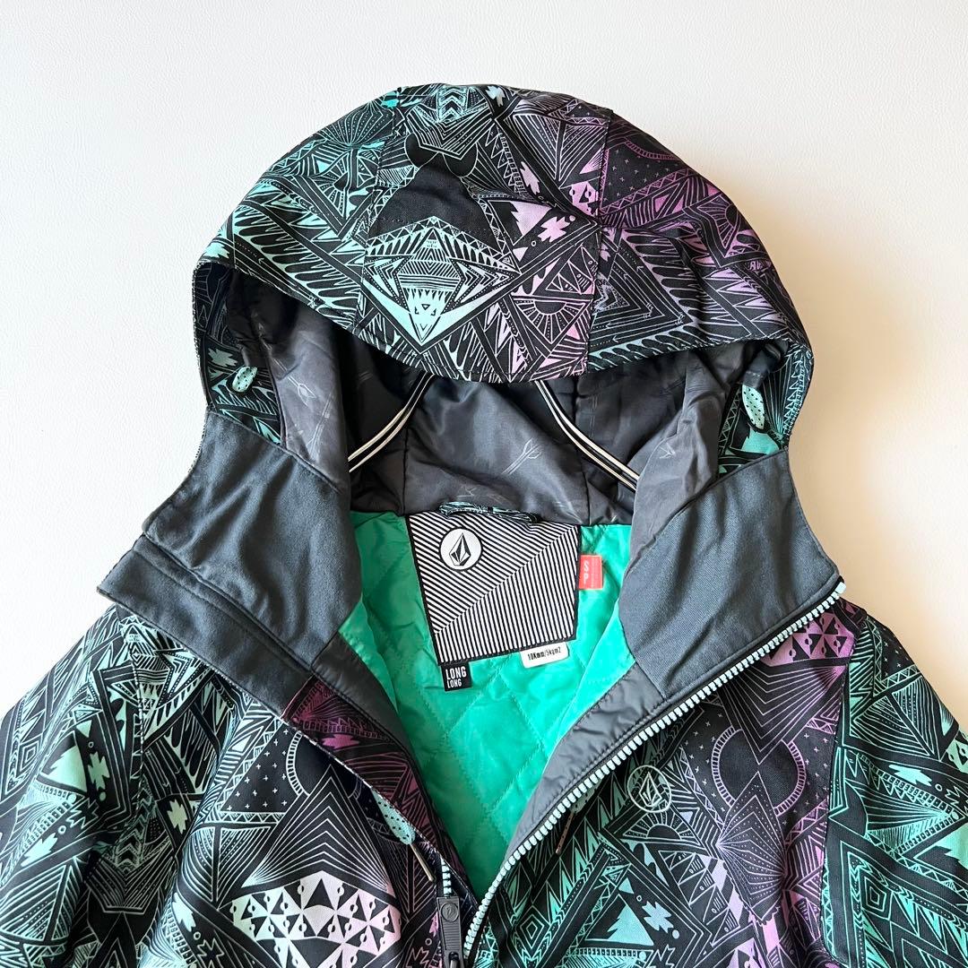 3281【美品】ボルコム　ジャケット 総柄 中綿入り スノボウェア レディース