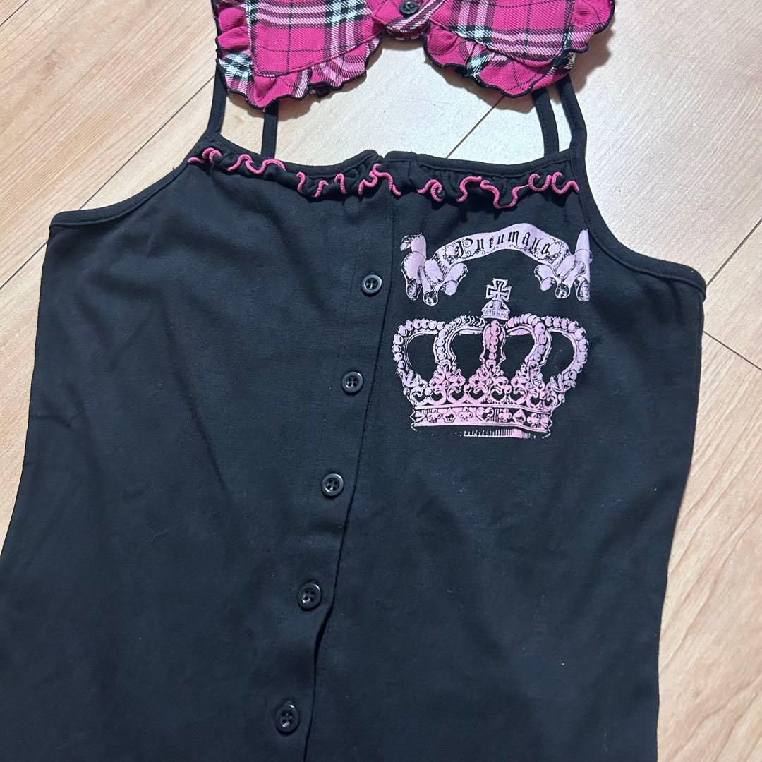 美品　PUTUMAYO プトマヨ　キャミソール　トップス　襟付き　チェック　王冠