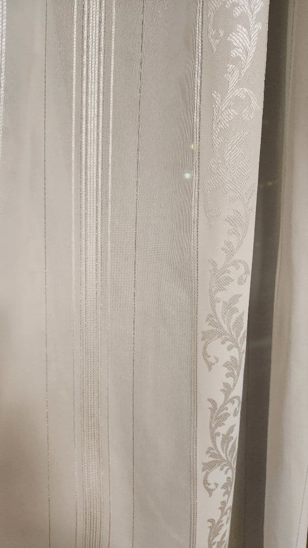 2組セット ベージュ ドレープカーテン 織り模様