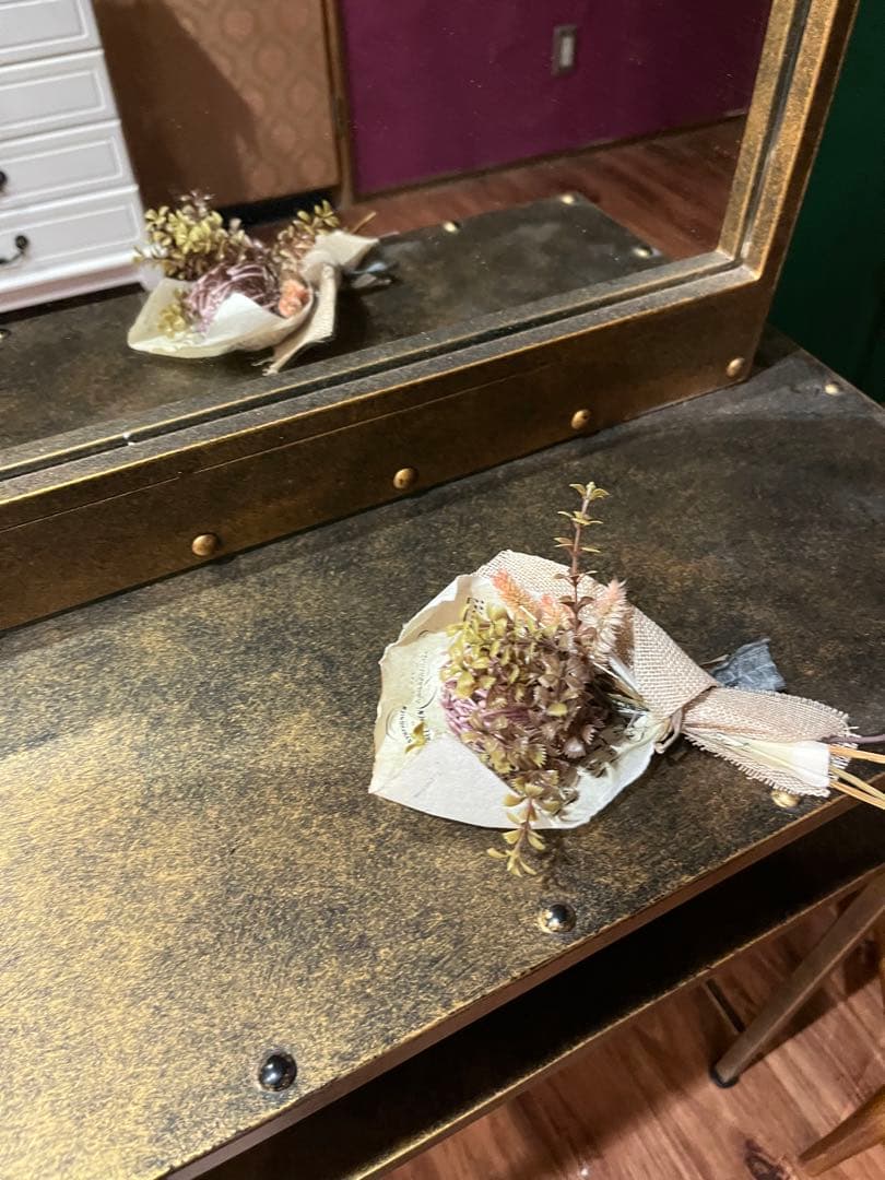 アイアンドレッサー ミラー 鏡 アンティークゴールド 鏡台