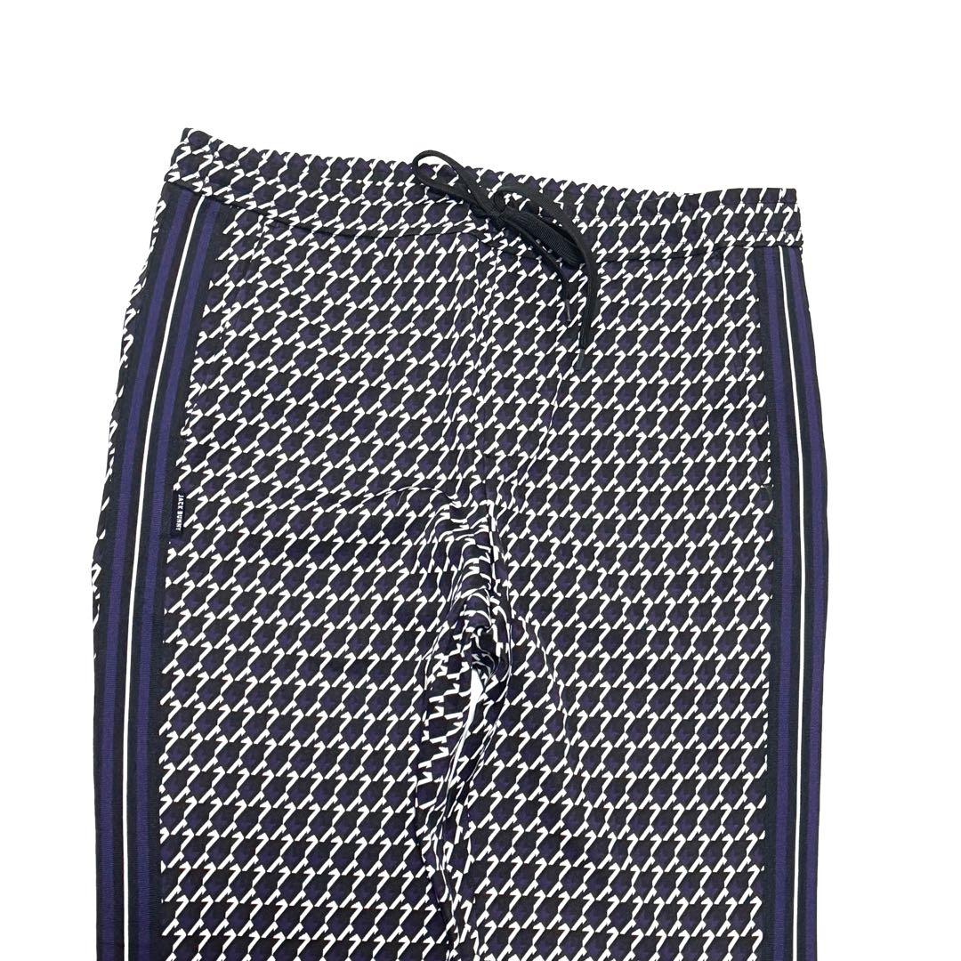 極美品 ジャックバニー 幾何学柄 パープル系 ゴルフパンツ 6サイズ