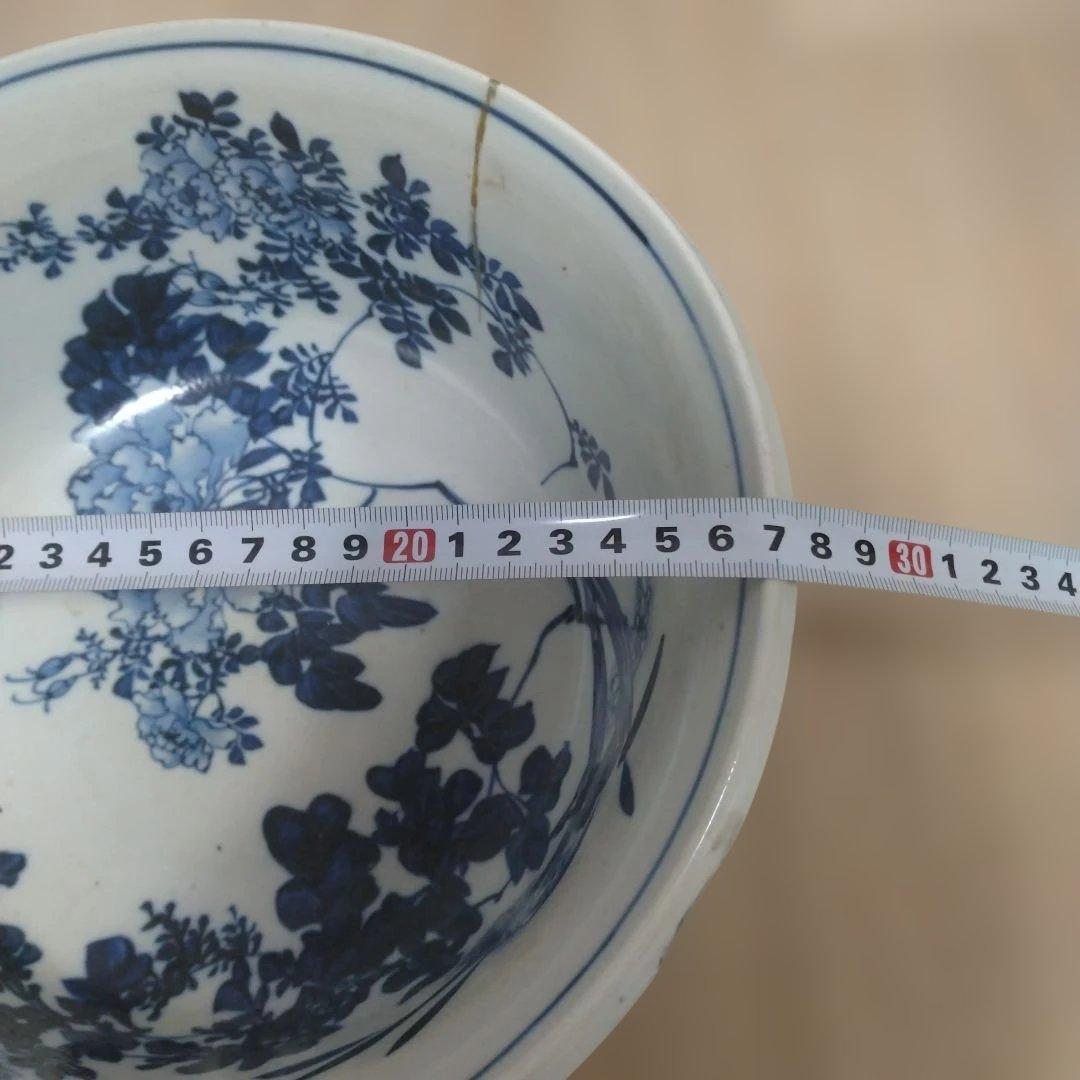 染付 呉須 盃洗 金魚鉢 牡丹 水仙 菊 梅 花