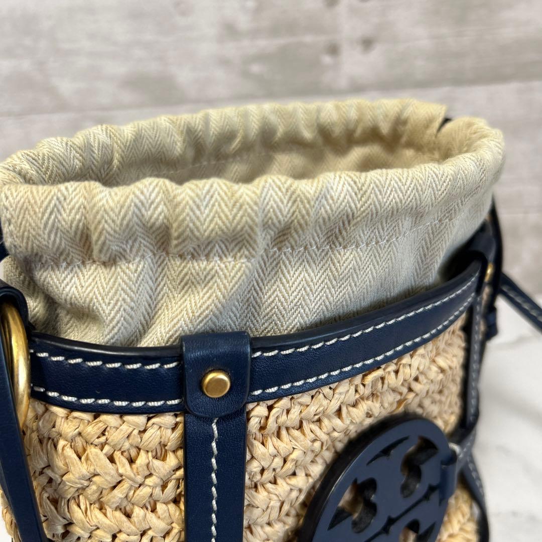 美品　トリーバーチ　Miller Straw Mini Bucket Bag