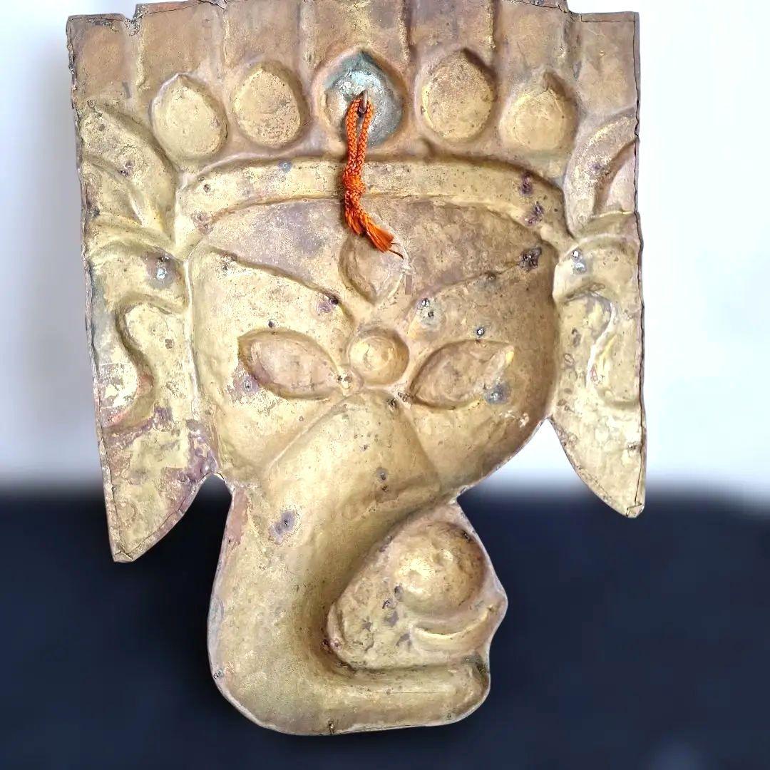 希少 お面 ガネーシャ 壁掛け マスク ネパール 工芸品 飾り 象神 置物