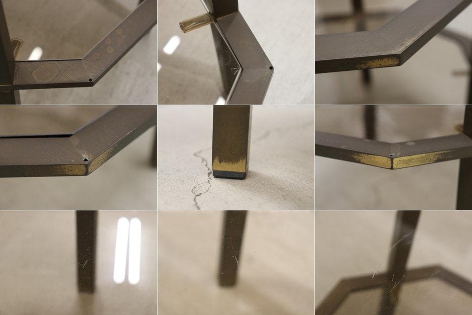 ヴィンテージ クラシカル オクタゴン アイアン ガラス サイドテーブル 花台