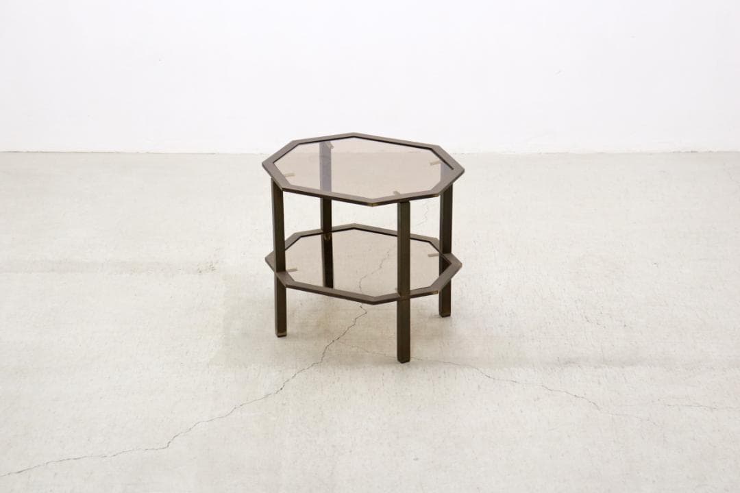 ヴィンテージ クラシカル オクタゴン アイアン ガラス サイドテーブル 花台