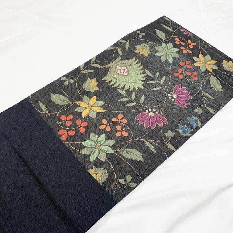 409my100◆勝山織物 植物文 袋帯 更紗 金銀糸◆美品