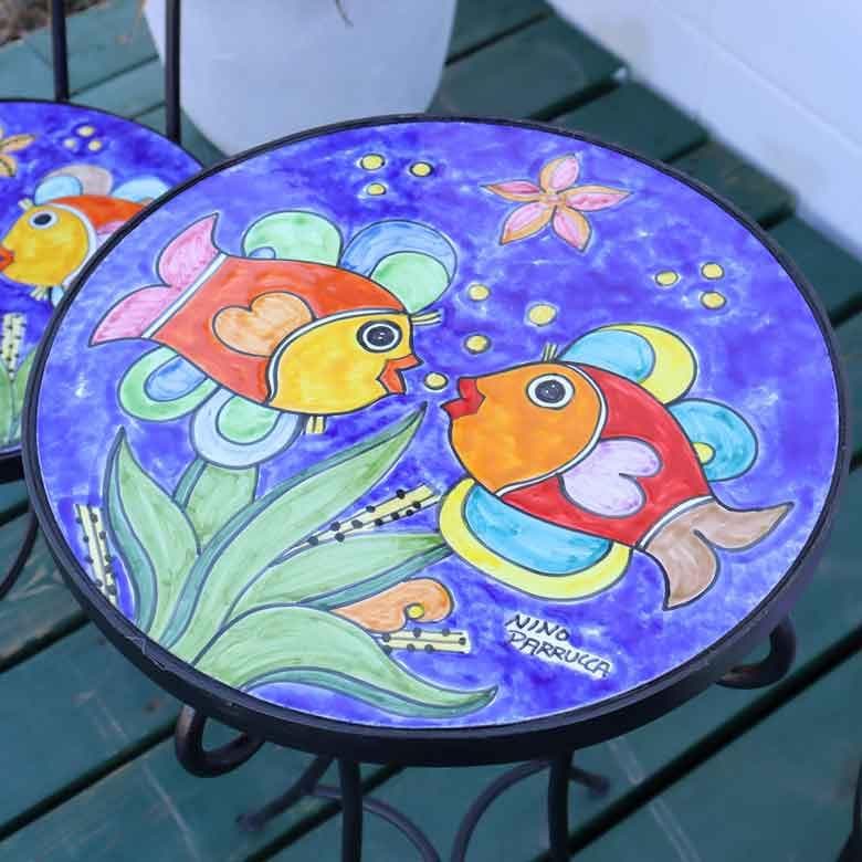 ガーデン3点セット ファニチャー テーブルセット イタリア 海の魚