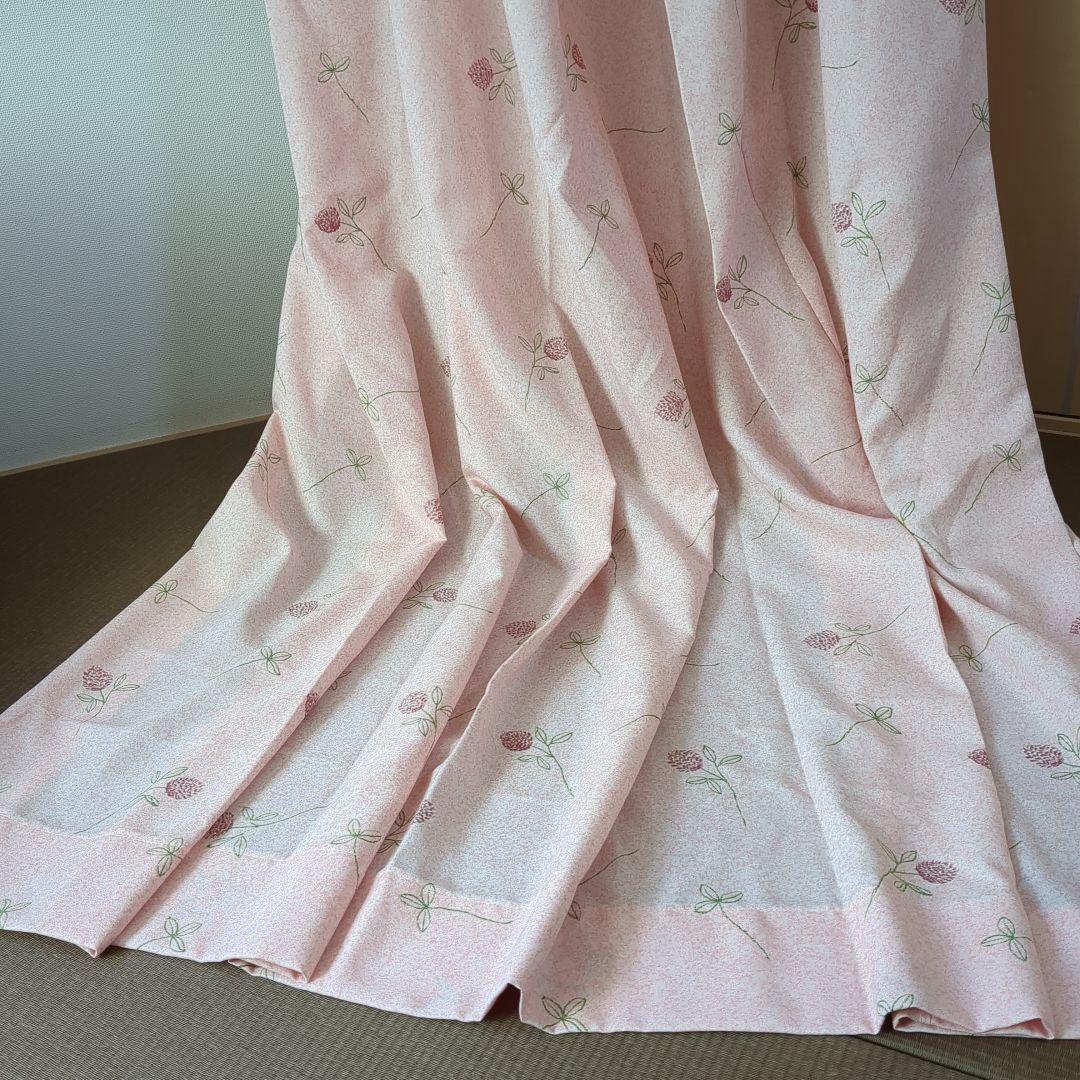 オーダーカーテン240cm✕120cm✕2枚ドレープカーテンピンク花柄　高品質