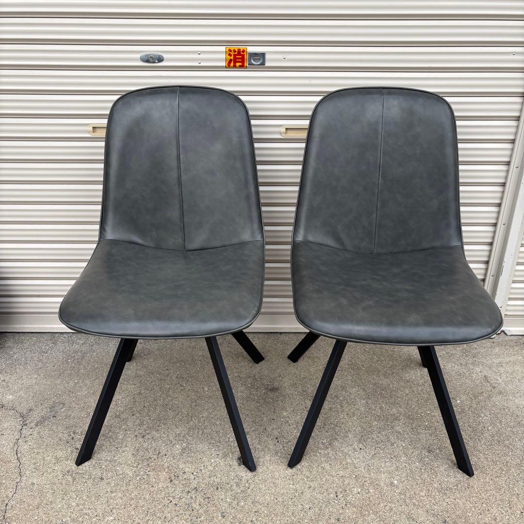 美品 ニトリ ダイニングチェア モラド DGY ダークグレー 2脚セット②