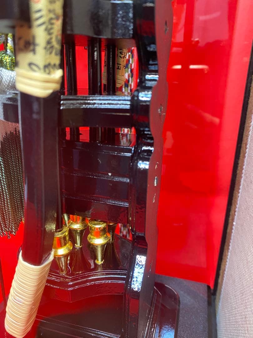 寿々登作　破魔弓　ガラスケース・水鳥鴨羽根・間口約２７×奥行約２４×高さ約６４㎝