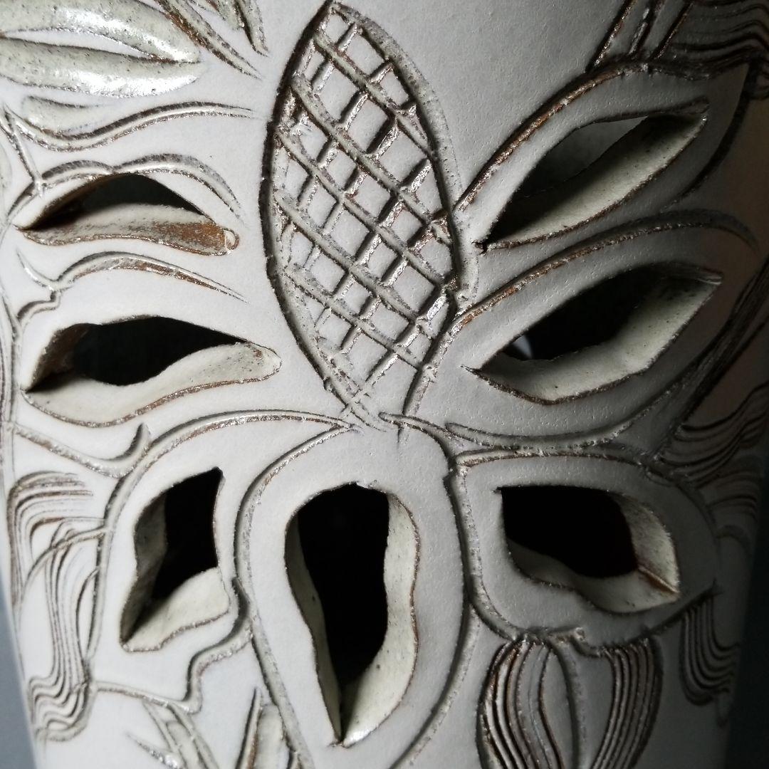 信楽焼傘立て  花彫 高さ４８cm