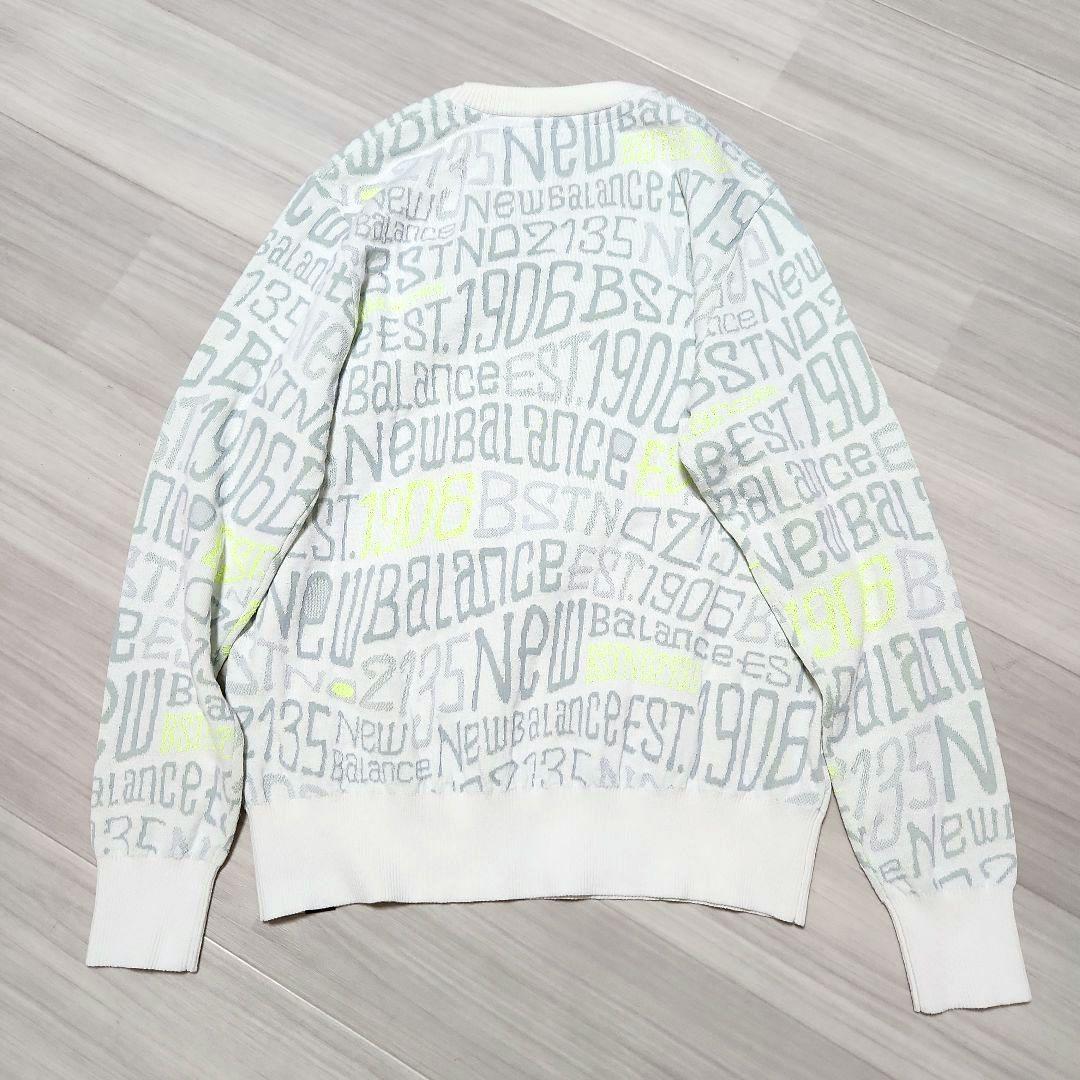 美品☆new balance golf☆ジャガード総ロゴニット 4(M) 薄緑
