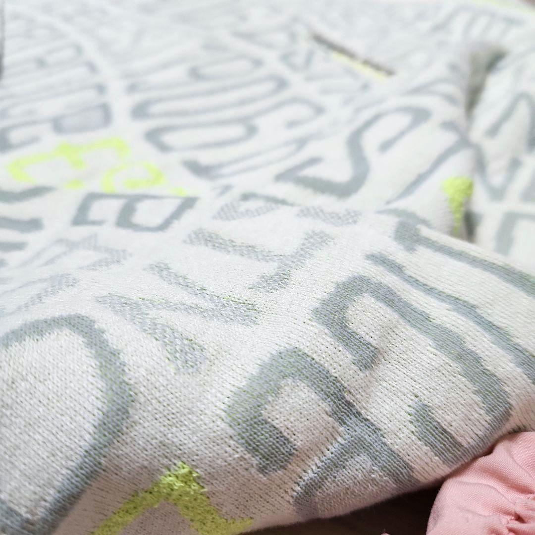 美品☆new balance golf☆ジャガード総ロゴニット 4(M) 薄緑