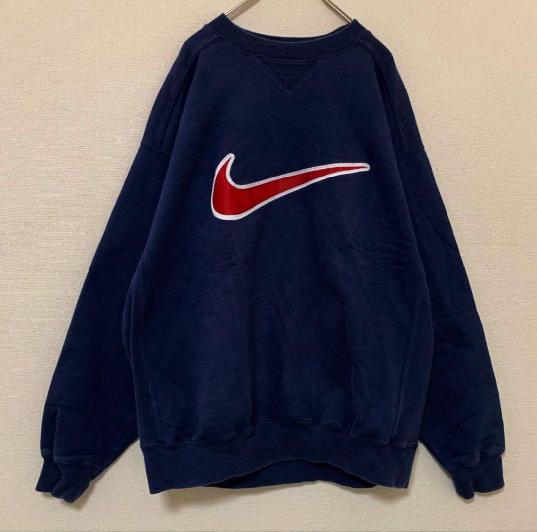 NIKE ナイキ 刺繍 両面デザイン 90s 銀タグ ネイビーsupreme