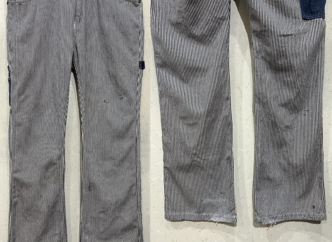 ＊バンソン VANSON バック刺繍 ヒッコリー つなぎ オールインワン XXL