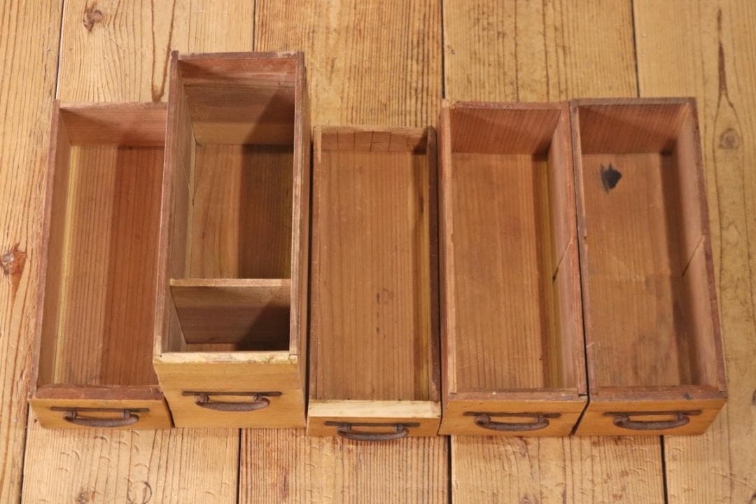 レトロ 卓上 小引き出し 抽斗 5杯 時代物 収納 小物入れ 木製 ヴィンテージ