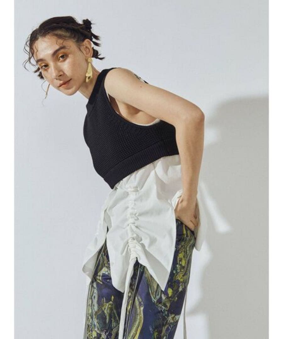 【新品未使用】UN3D. アンスリード ヘムギャザーシャツキャミソール ホワイト