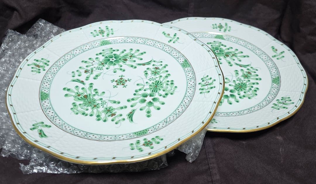 ヘレンド 森の宝物【25cmディナープレートペア】waldstein green