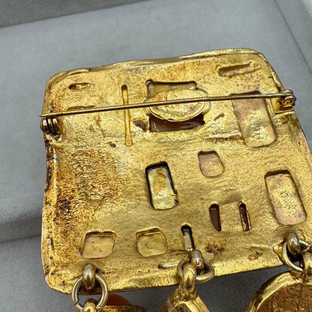 【ヴィンテージ】christian lacroix ブローチ　ゴールド　ストーン