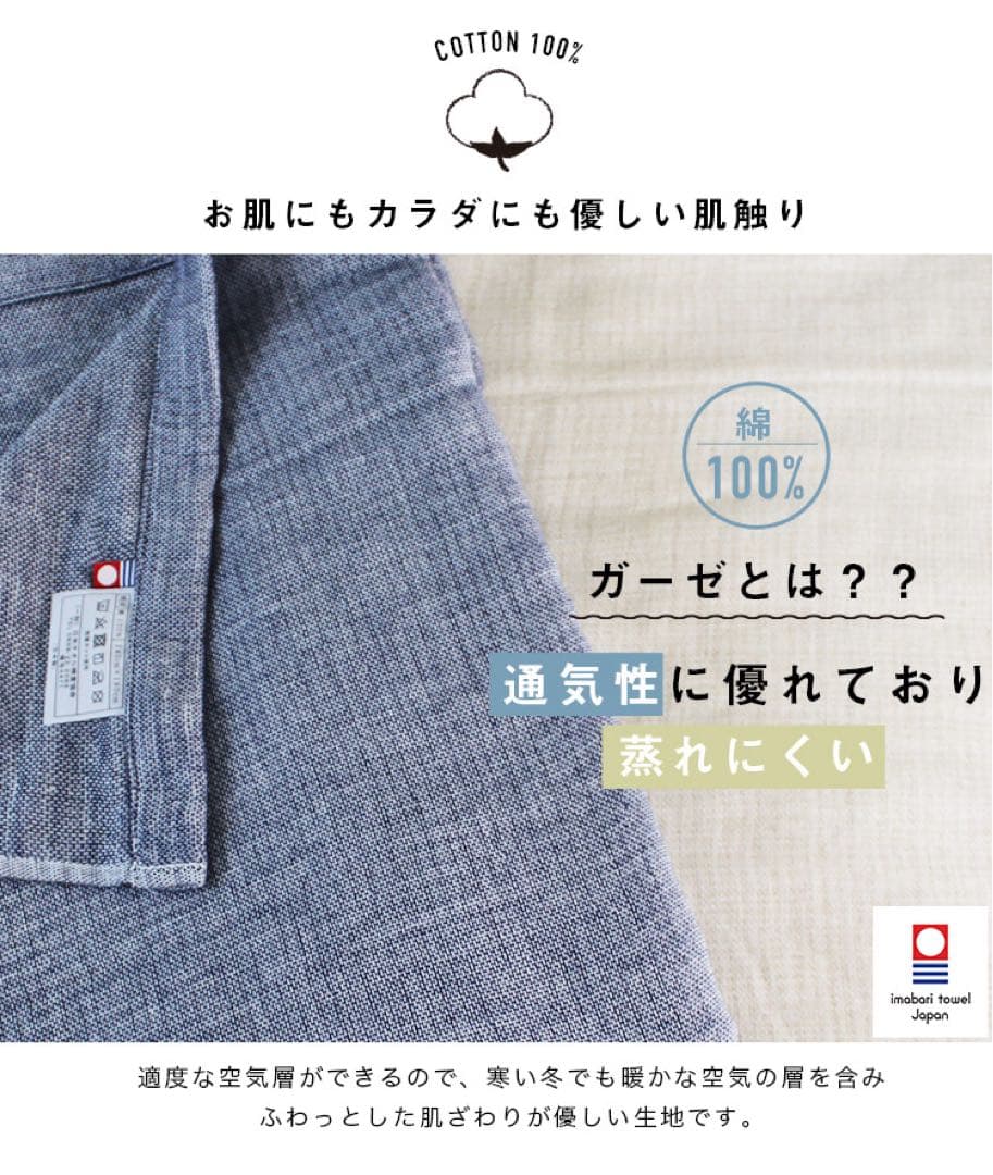 ガーゼケット 5重ガーゼケット ネイビー 2枚組 日本製 今治産 新品 未使用