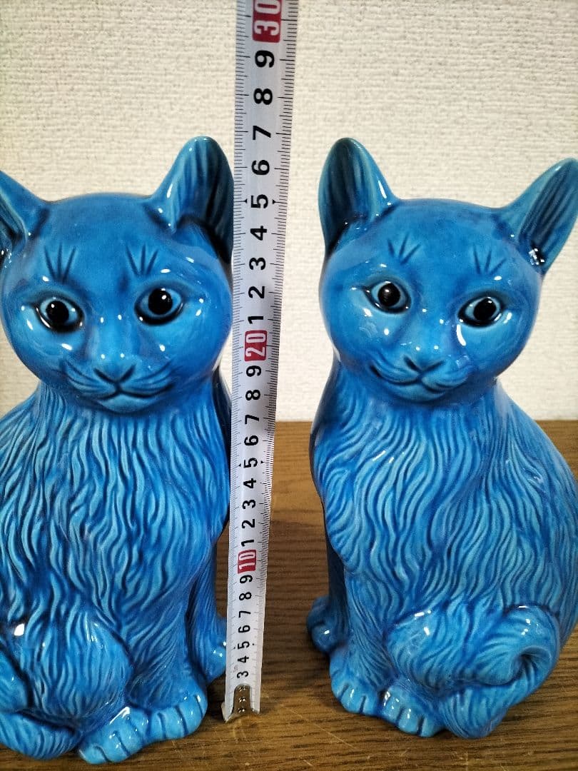 昭和レトロ　かわいいブルー 猫 ２体　最終値下げ